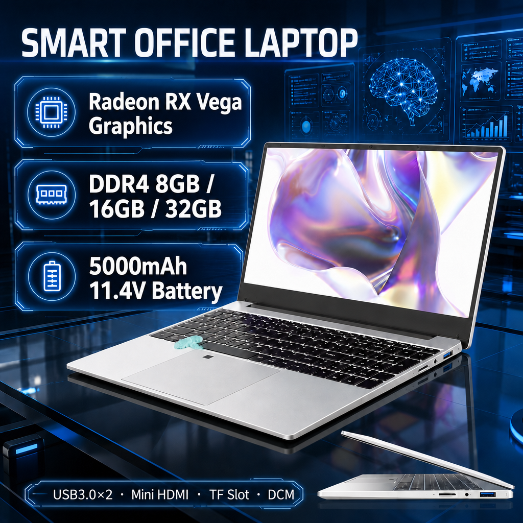 15.6-inch FHD business laptop with AMD Ryzen 7 2700U