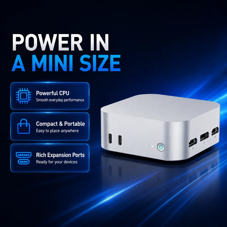 Intel N95 / N100 / N150 Mini PC with DDR5, WiFi 6 and Dual LAN