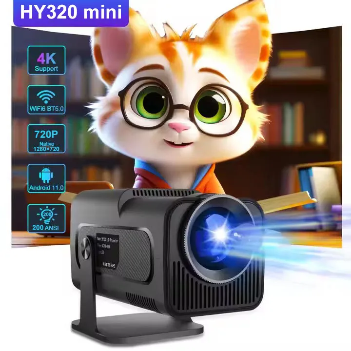 720P Mini Projector with Android 11 and 180° Rotation